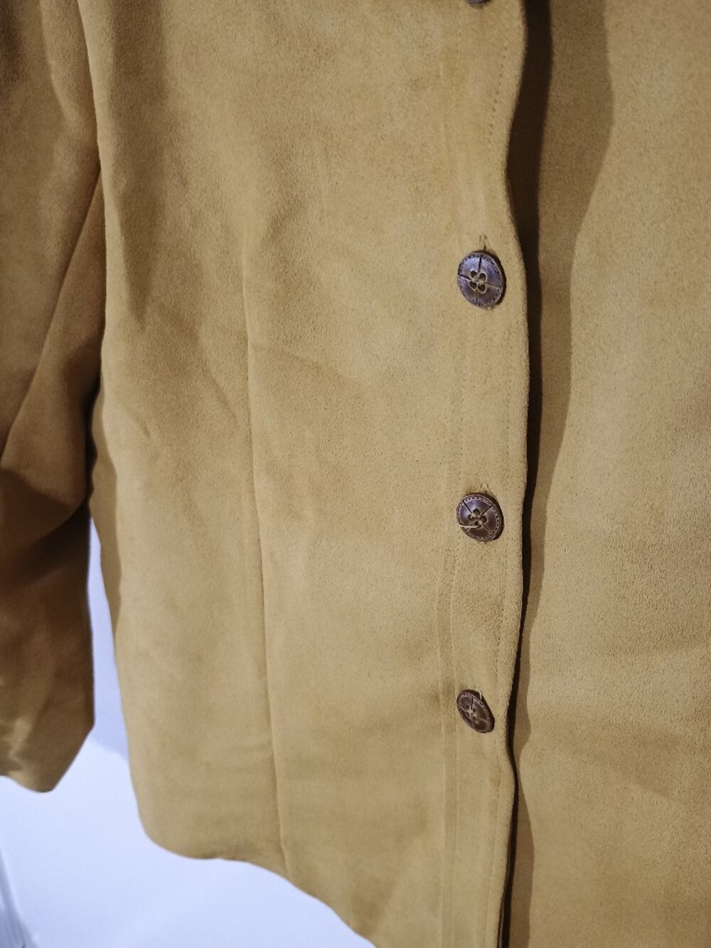 Vinci Clothiers Mustard Faux Suede Button Front Jacket Blazer XL Western Y2K - Picture 6 of 8